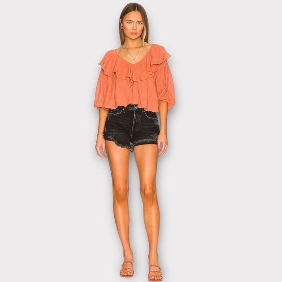 Free People Lasso Denim Short Faded Black Button Fly Fray Hem NWT - Picture 4 of 12